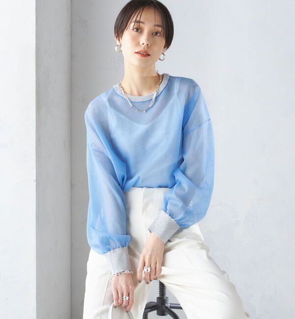 SHIPS for women「〈手洗い可能〉シアー ラメ クルーネック プルオーバー 24SS ◇」|ニット・セーター|
