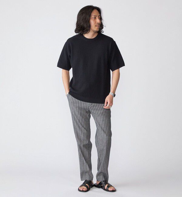 SHIPS「SHIPS: SOLOTEX(R) サフィランリネン ストライプ/チェック イージー パンツ」|チノ|