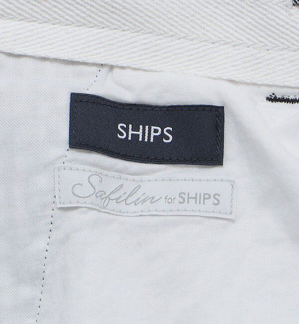 SHIPS「SHIPS: SOLOTEX(R) サフィランリネン ストライプ/チェック イージー パンツ」|チノ|