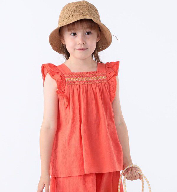 SHIPS KIDS「SHIPS KIDS:100～130cm / スモッキング フリル ブラウス」|シャツ・ブラウス|