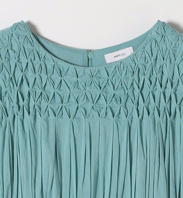 SHIPS any「《一部追加予約》【WEB限定】SHIPS any: ハンドスモッキング  コットン フレア ノースリーブ ワンピース」|ワンピース|