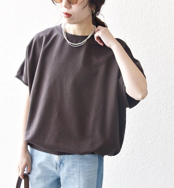 SHIPS any「SHIPS any:〈洗濯機可能〉インレイ コクーン ショートスリーブ プルオーバー」|Tシャツ・カットソー|