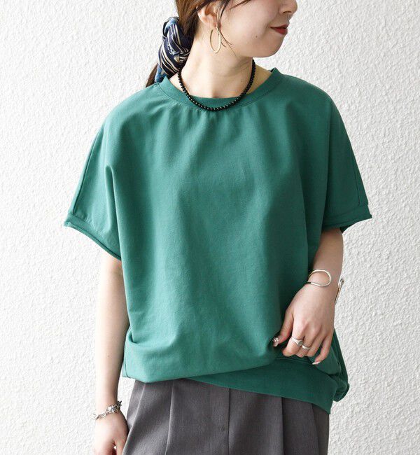 SHIPS any「SHIPS any:〈洗濯機可能〉インレイ コクーン ショートスリーブ プルオーバー」|Tシャツ・カットソー|グリーン