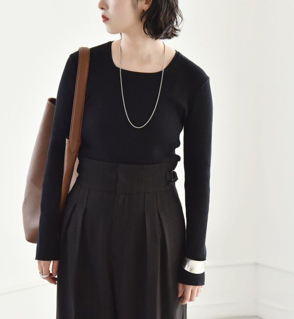 quaranciel「quaranciel:〈手洗い可能〉コットン スクエアネック リブ ニット」|ニット・セーター|