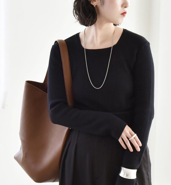 quaranciel「quaranciel:〈手洗い可能〉コットン スクエアネック リブ ニット」|ニット・セーター|