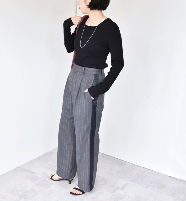 quaranciel「quaranciel:〈手洗い可能〉コットン スクエアネック リブ ニット」|ニット・セーター|