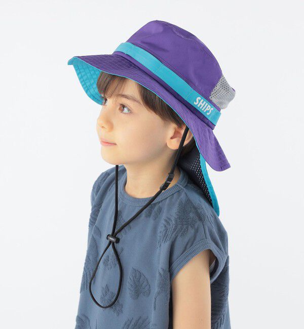 SHIPS KIDS「SHIPS KIDS:〈UVカット/撥水/吸水速乾〉サファリ ハット」|ハット|パープル