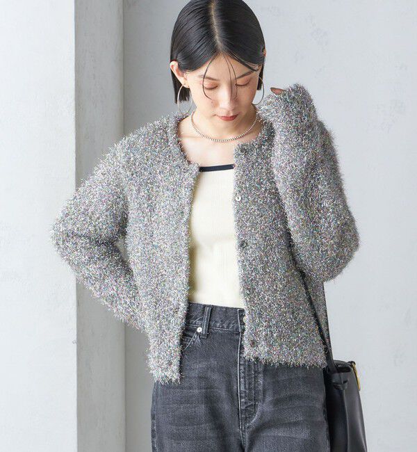 SHIPS for women「〈手洗い可能〉ラメ ニット 配色 カーディガン」|カーディガン|