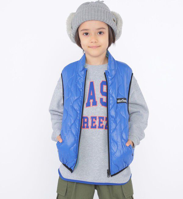 SHIPS KIDS「【SHIPS KIDS別注】WILD THINGS:100～125cm / リバーシブル ベスト」|ダウンベスト・ベスト|ブルー系