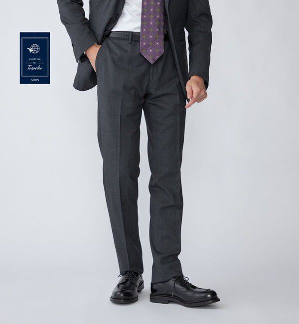 SHIPS「SHIPS:〈FUNCTION/洗濯機可能〉ウォッシャブル バーズアイ スラックス(セットアップ対応)」|スラックス|チャコールグレー