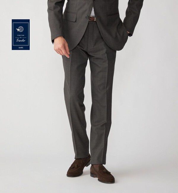 SHIPS「SHIPS:〈FUNCTION/洗濯機可能〉ウォッシャブル バーズアイ スラックス(セットアップ対応)」|スラックス|ブラウン