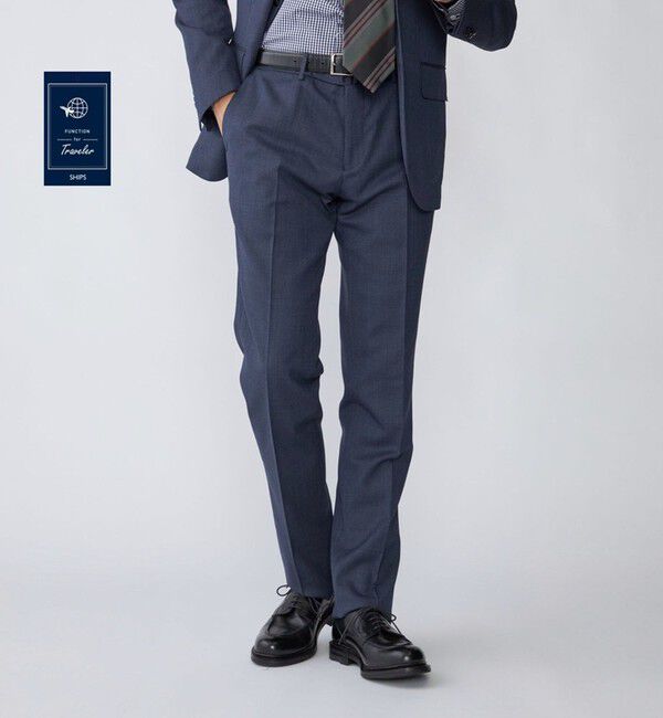 SHIPS「SHIPS:〈FUNCTION/洗濯機可能〉ウォッシャブル バーズアイ スラックス(セットアップ対応)」|スラックス|コバルトブルー