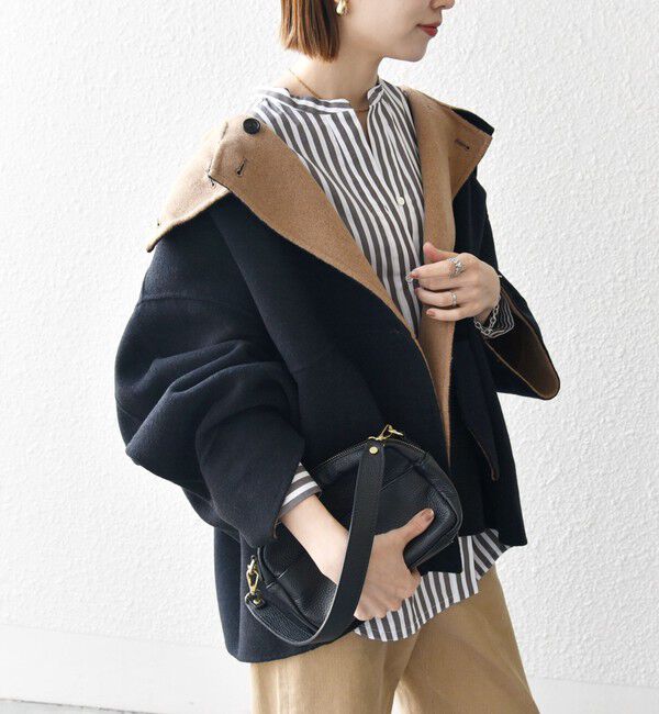 SHIPS any「【WEB限定】SHIPS any: リバー スタンドカラー ポンチョ ショート コート」|その他|