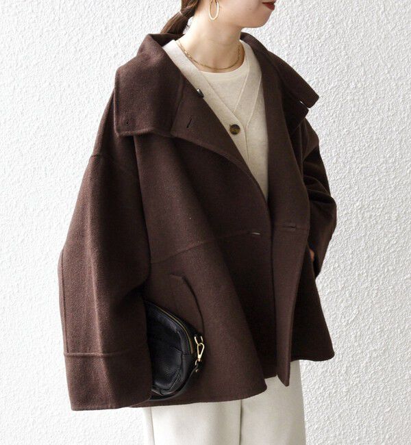 SHIPS any「【WEB限定】SHIPS any: リバー スタンドカラー ポンチョ ショート コート」|その他|