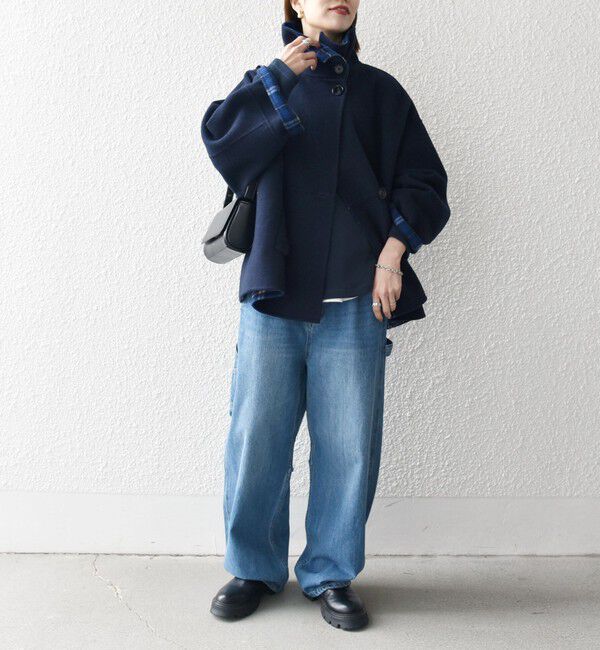 SHIPS any「【WEB限定】SHIPS any: リバー スタンドカラー ポンチョ ショート コート」|その他|