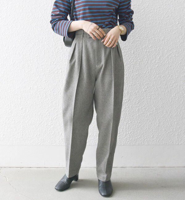 SHIPS any「SHIPS any:〈洗濯機可能〉ウールライク カーブ タック パンツ」|その他|