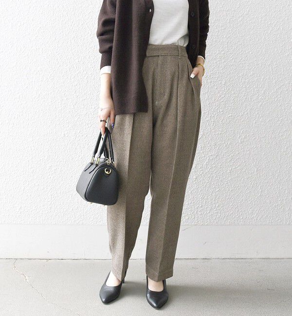 SHIPS any「SHIPS any:〈洗濯機可能〉ウールライク カーブ タック パンツ」|その他|