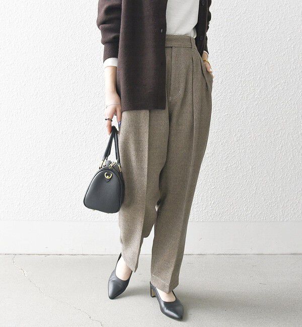 SHIPS any「SHIPS any:〈洗濯機可能〉ウールライク カーブ タック パンツ」|その他|