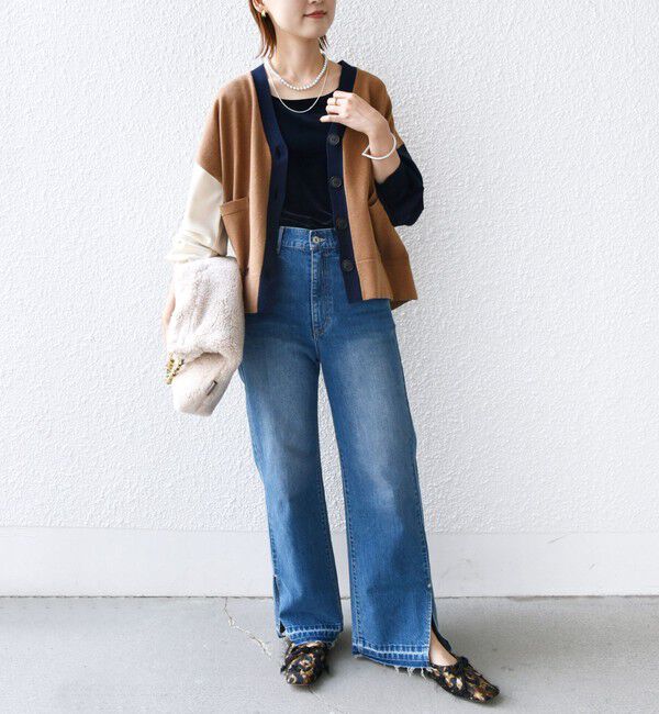 SHIPS for women「【WEB限定】〈手洗い可能〉配色 ポケット カーディガン」|カーディガン|