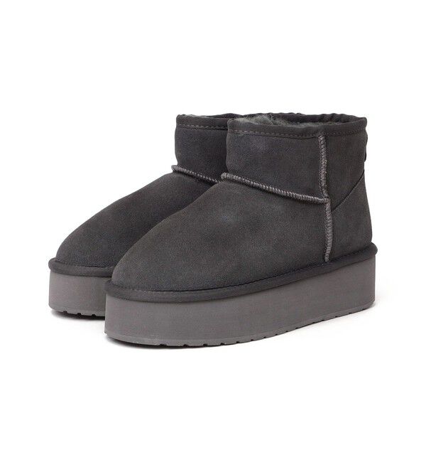 SHIPS any「EMU: PLATFORM MICRO ムートン ブーツ」|ショートブーツ|グレー