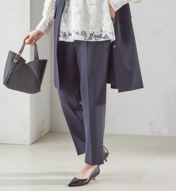 SHIPS for women「〈手洗い可能〉トリアセテート混 テーパード パンツ（セットアップ対応）」|その他|ネイビー