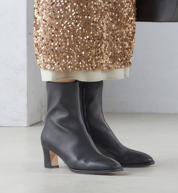 SHIPS for women「ラム レザー ストレッチ ショート ブーツ」|ショートブーツ|