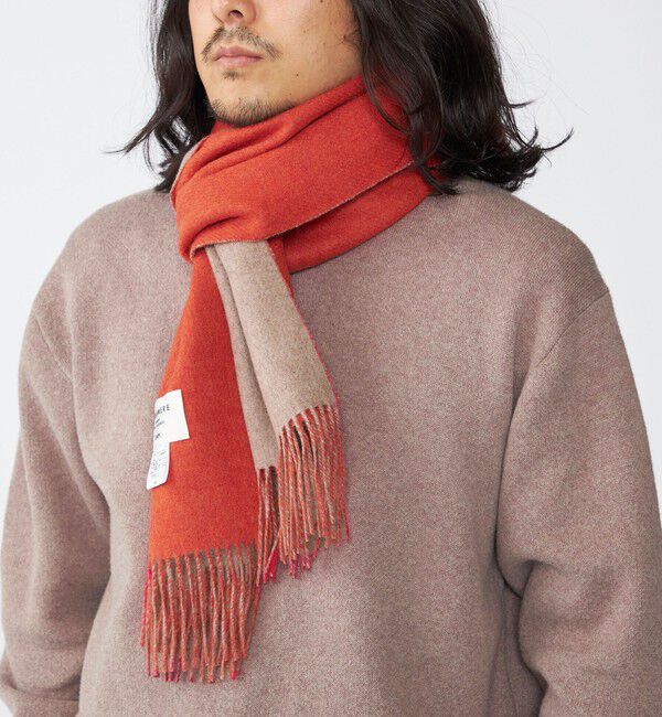 SHIPS「SHIPS: ソリッド カシミヤ ダブルフェイス マフラー」|ストール|オレンジ