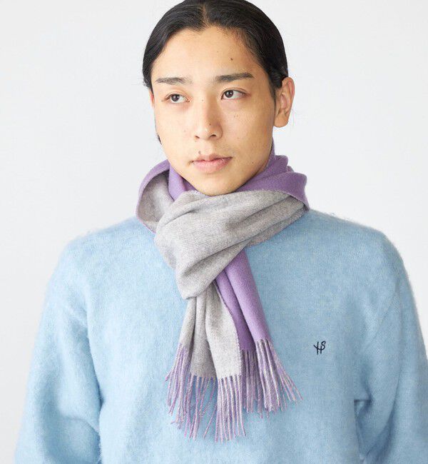 SHIPS「SHIPS: ソリッド カシミヤ ダブルフェイス マフラー」|ストール|パープル