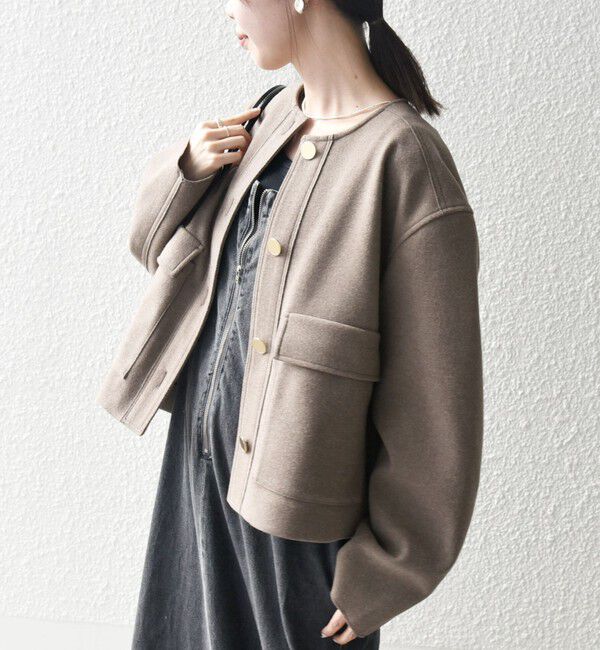 SHIPS any「SHIPS any: エア ニードル ポケット コンパクト ノーカラー ジャケット」|ノーカラージャケット|