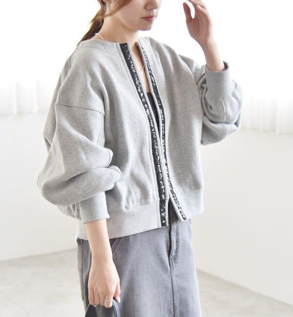 quaranciel「quaranciel:〈手洗い可能〉スパンコール テープ スウェット カーディガン」|カーディガン|
