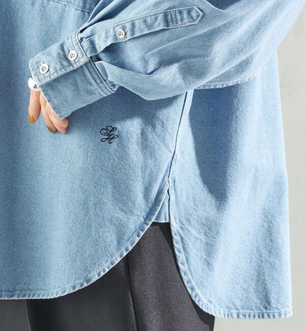 SHIPS for women「〈洗濯機可能〉デニム 刺繍 オーバー シャツ」|シャツ・ブラウス|