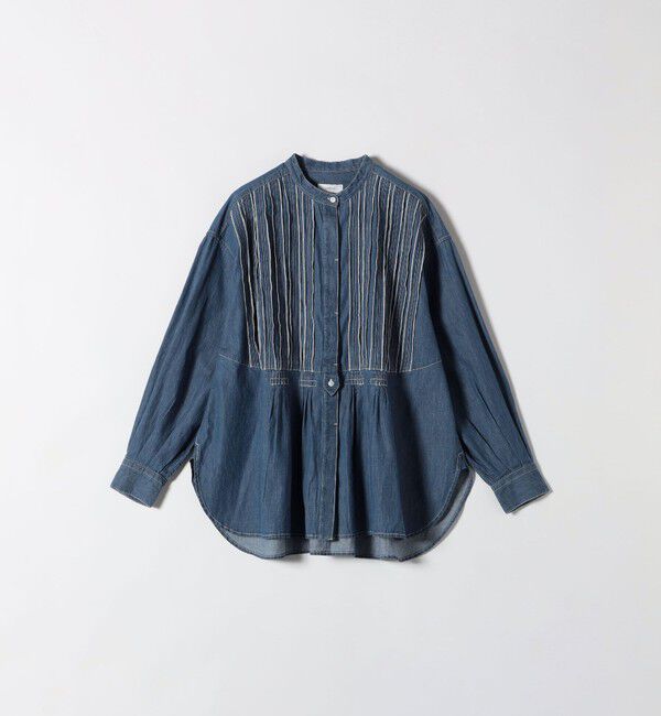 SHIPS any「SHIPS any:〈洗濯機可能〉デニム シーム バンドカラー シャツ ブラウス」|シャツ・ブラウス|
