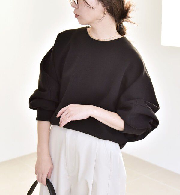 quaranciel「quaranciel:〈洗濯機可能〉ポンチ バックジップ ドルマン プルオーバー」|スウェット・ジャージ|ブラック