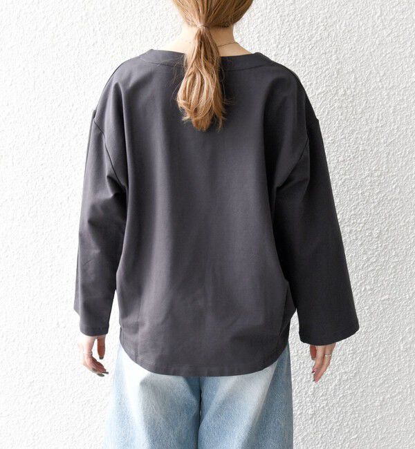 SHIPS any「SHIPS any:〈洗濯機可能〉インレイ レースアップ ロングスリーブ プルオーバー」|Tシャツ・カットソー|