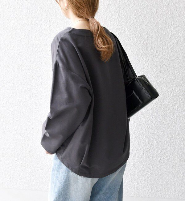 SHIPS any「SHIPS any:〈洗濯機可能〉インレイ レースアップ ロングスリーブ プルオーバー」|Tシャツ・カットソー|