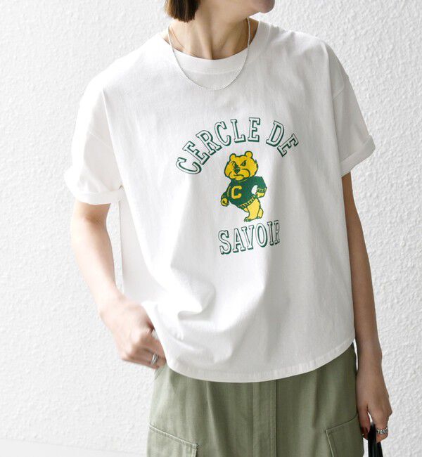 SHIPS any「【WEB限定/SHIPS any別注】THE KNiTS:〈洗濯機可能〉ラウンドヘム プリント ショート TEE」|Tシャツ・カットソー|