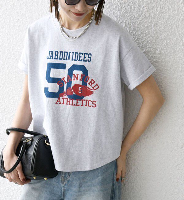 SHIPS any「【WEB限定/SHIPS any別注】THE KNiTS:〈洗濯機可能〉ラウンドヘム プリント ショート TEE」|Tシャツ・カットソー|