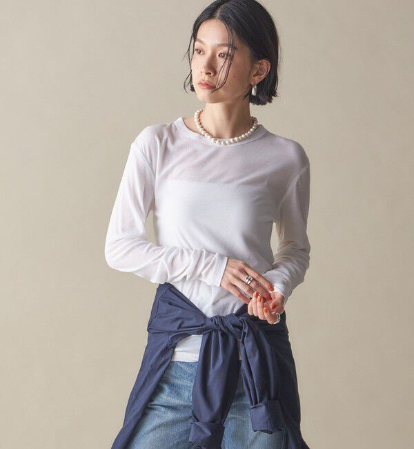 SHIPS for women「SHIPS NINE CASE:〈洗濯機可能〉ロゴ ロング スリーブ TEE」|Tシャツ・カットソー|
