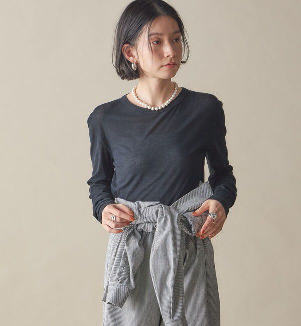 SHIPS for women「SHIPS NINE CASE:〈洗濯機可能〉ロゴ ロング スリーブ TEE」|Tシャツ・カットソー|