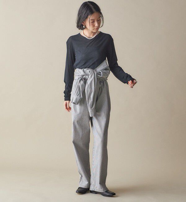 SHIPS for women「SHIPS NINE CASE:〈洗濯機可能〉ロゴ ロング スリーブ TEE」|Tシャツ・カットソー|