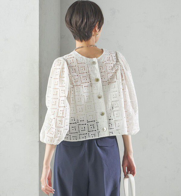 SHIPS for women「〈手洗い可能〉Broche スクエア レース 2WAY ブラウス」|シャツ・ブラウス|