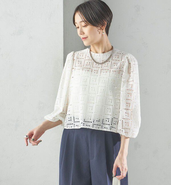 SHIPS for women「〈手洗い可能〉Broche スクエア レース 2WAY ブラウス」|シャツ・ブラウス|