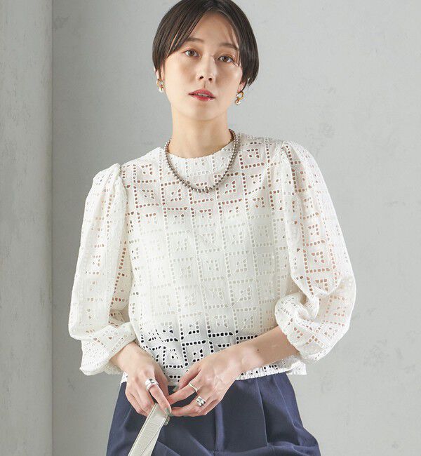 SHIPS for women「〈手洗い可能〉Broche スクエア レース 2WAY ブラウス」|シャツ・ブラウス|