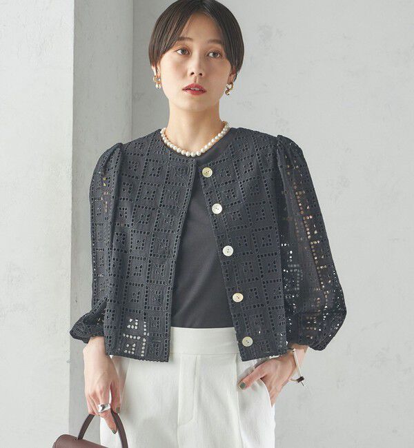 SHIPS for women「〈手洗い可能〉Broche スクエア レース 2WAY ブラウス」|シャツ・ブラウス|