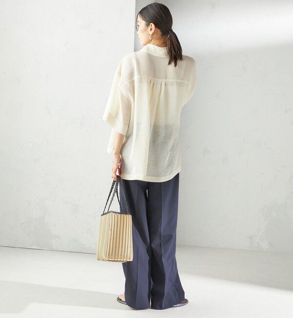 SHIPS for women「〈手洗い可能〉麻調 メッシュ 半袖 ビッグ シャツ」|シャツ・ブラウス|