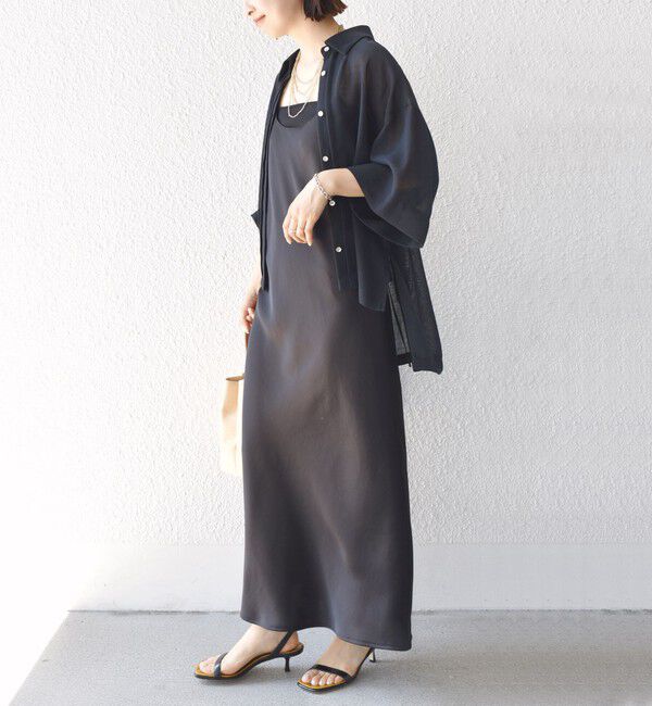 SHIPS for women「〈手洗い可能〉麻調 メッシュ 半袖 ビッグ シャツ」|シャツ・ブラウス|