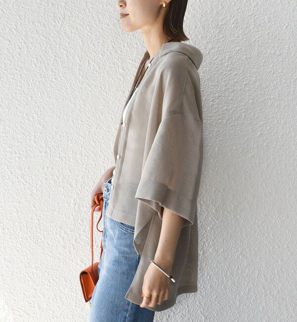 SHIPS for women「〈手洗い可能〉麻調 メッシュ 半袖 ビッグ シャツ」|シャツ・ブラウス|