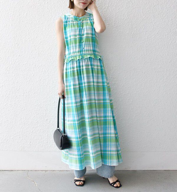 SHIPS any「SHIPS any:〈洗濯機可能〉マドラス チェック ノースリーブ ワンピース」|ワンピース|