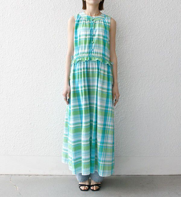 SHIPS any「SHIPS any:〈洗濯機可能〉マドラス チェック ノースリーブ ワンピース」|ワンピース|