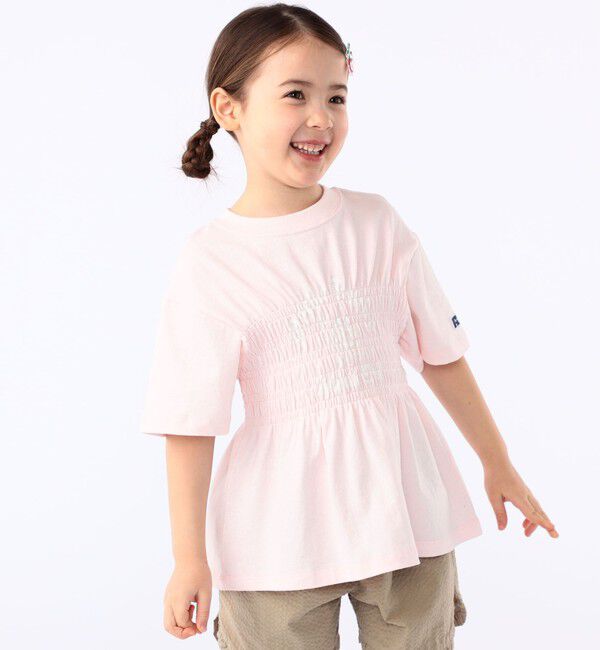 SHIPS KIDS「【SHIPS KIDS別注】RUSSELL ATHLETIC:100～130cm/ ギャザープリント 半袖 TEE」|Tシャツ・カットソー|